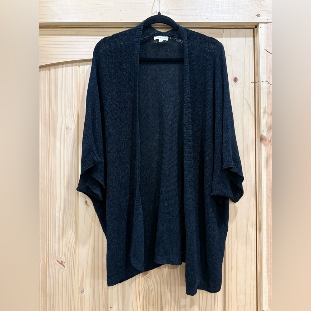 Black Open-Front Knit Cardigan